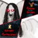 6.6 feet Halloween animatronic angel with light-up red eyes, flapping wings, and spooky details for indoor or covered.