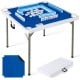 Folding 35-inch mahjong table with navy felt surface, cup holders, and sturdy frame for four players, ideal for parties.