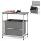 3-section gray laundry sorter with foldable ironing board, removable cover, and lockable wheels for easy sorting and.