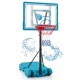 Adjustable pool basketball hoop with shatterproof backboard, 3.8-4.4 ft height, and fillable base for stability.