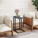 C-shaped side table in dark gray with a spacious top, adjustable foot pads, perfect for living room or bedroom use.