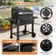 24-inch barrel charcoal grill with folding side tables, built-in thermometer, and adjustable air vents for precise.