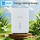 65-pint dehumidifier in white with LED display, 24-hour timer, and energy-saving design for efficient humidity control.