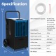 High-capacity commercial dehumidifier with 163 PPD capacity, 24H timer, and portable design for basement use.