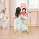 Kids vanity set featuring a rabbit-themed table and chair with a detachable mirror, perfect for playrooms and bedrooms.