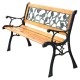 Garden bench with iron-cast frame and solid wood seat, 49.5" long, perfect for outdoor patios and porches.