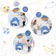 3 in 1 kids basketball hoop set in blue with adjustable heights, promoting physical balance and teamwork for indoor and.