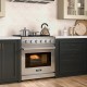 30-inch natural gas range with 5 burners, 4.55 cu.ft. oven, and storage drawer in a modern kitchen setting.