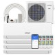 30000 BTU 4 zone mini split air conditioner with Wifi, heat pump, and remote control for efficient climate control.