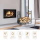 30-inch firewood rack with kindling holders and tools, featuring a sturdy metal frame for indoor and outdoor use.