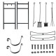 30-inch firewood rack with 4 tool set, including kindling holders, designed for indoor and outdoor use.