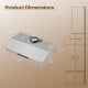 30-inch stainless steel under cabinet range hood dimensions with oil collector, 900 CFM airflow for kitchen ventilation.