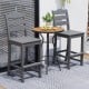 Gray 30-inch counter height HDPE bar stools with backrest and footrest, perfect for outdoor dining setups.