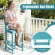 Turquoise 30-inch HDPE bar stool with backrest and footrest, designed for outdoor comfort and durability.