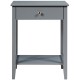 Gray wooden bedside sofa table featuring a sliding drawer and open shelf for convenient storage in any room.