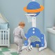 Kids basketball hoop set in blue with adjustable height, promoting physical skills and teamwork for indoor and outdoor.