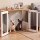 Wooden dog crate furniture with double lock doors, spacious tabletop, and powder-coated metal bars for durability.