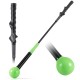 31.5-inch golf swing trainer aid with weighted head and ergonomic handle, ideal for improving grip and balance.