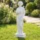 Outdoor 31.5-inch Greek goddess statue with antique finish, featuring a column base, perfect for garden decoration.