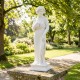 31.5-inch outdoor Greek goddess statue in white with column base, perfect for garden decoration and adding a mythic.