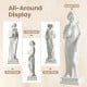 31.5-inch outdoor Greek goddess statue in antique finish, showcasing front, side, and back views for garden decoration.