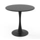 Round 31.5-inch black dining table with a smooth surface and anti-slip PP ring, ideal for dining rooms and cafes.