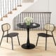 Round black dining table with a 31.5" tabletop and anti-slip PP ring, perfect for dining rooms or cafes.