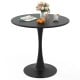Round 31.5-inch black dining table with smooth surface, cylindrical support, and anti-slip base for stability in any.