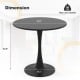 Round 31.5-inch black dining table with a smooth surface, cylindrical support, and anti-slip base for stability.