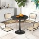 Round black dining table with a 31.5" surface, featuring an anti-slip PP ring, ideal for dining rooms or cafes.