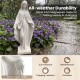 31.5-inch Virgin Mary statue in white with aged finish, made from durable magnesium oxide for outdoor gardens.