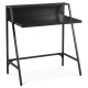 Industrial desk with raised shelf in black, featuring a metal frame and ample workspace for small rooms.