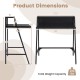 Dimensions of the 31.5" black industrial desk with raised shelf, featuring a sturdy metal frame and space-saving design.