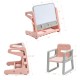 Kids easel table and chair set in pink with adjustable art board, perfect for drawing, studying, and playtime.