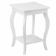 White accent sofa end side table with elegant curved legs, offering extra storage and a smooth surface for small items.