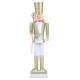 32.5-inch Christmas nutcracker in white and gold with a high hat and scepter, perfect for holiday indoor or outdoor.