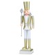 32.5-inch Christmas nutcracker with a golden scepter and sturdy base, ideal for festive indoor or outdoor displays.