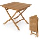 32-inch square solid teak wood patio dining table with X-brace frame, perfect for intimate dining for 4, folds for.