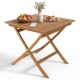 32-inch square solid teak wood patio dining table with a smooth surface, perfect for intimate dining for 4 people.