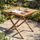 32-inch square solid teak wood patio dining table with X-brace frame, perfect for intimate dining for 4 in outdoor.