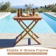 32-inch square solid teak wood patio dining table with stable X-brace frame, perfect for intimate dining for 4 outdoors.