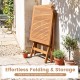 32-inch square solid teak wood patio dining table, foldable for easy storage, perfect for intimate dining for 4.
