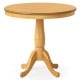 32-inch wooden round pub pedestal side table in natural finish, featuring a retro style and adjustable pads for.