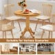 32-inch wooden round pub pedestal side table with natural finish, perfect for dining rooms and restaurants.