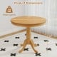 32-inch wooden round pub pedestal side table with natural finish, featuring adjustable pads and retro style for dining.