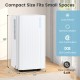 Portable dehumidifier in white, 32 pints capacity, 2000 sq.ft coverage, compact size for small spaces, with LED display.