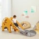 Kids climbing slide play set in yellow with basketball hoop, designed for ages 1-6, promoting fun and safe play.