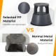 Comparison of a lightweight polypropylene step stool with a non-slip rubber platform versus a heavy, rusty metal stool.