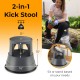 2-in-1 kick stool with non-slip rubber platform, supporting 330 lbs, ideal for sitting or standing while gardening.