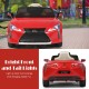 Lexus LC500 licensed kids' electric vehicle in red with bright front and tail lights for fun outdoor driving.